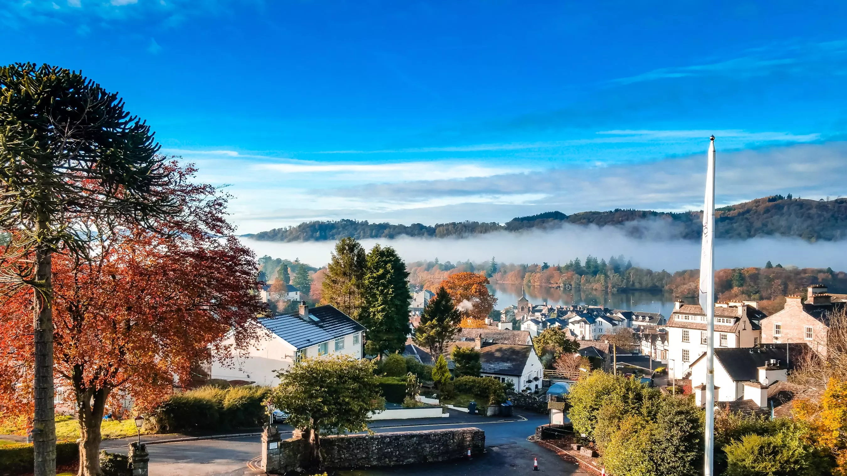 Aerial view in autumn of Lake District