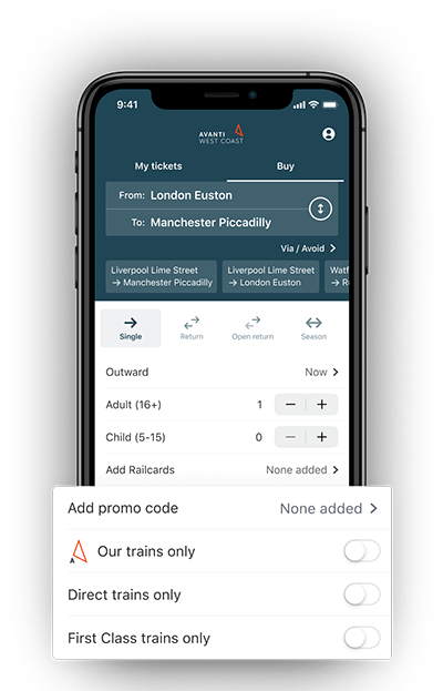 Avanti West Coast App Book Collect Train Tickets App