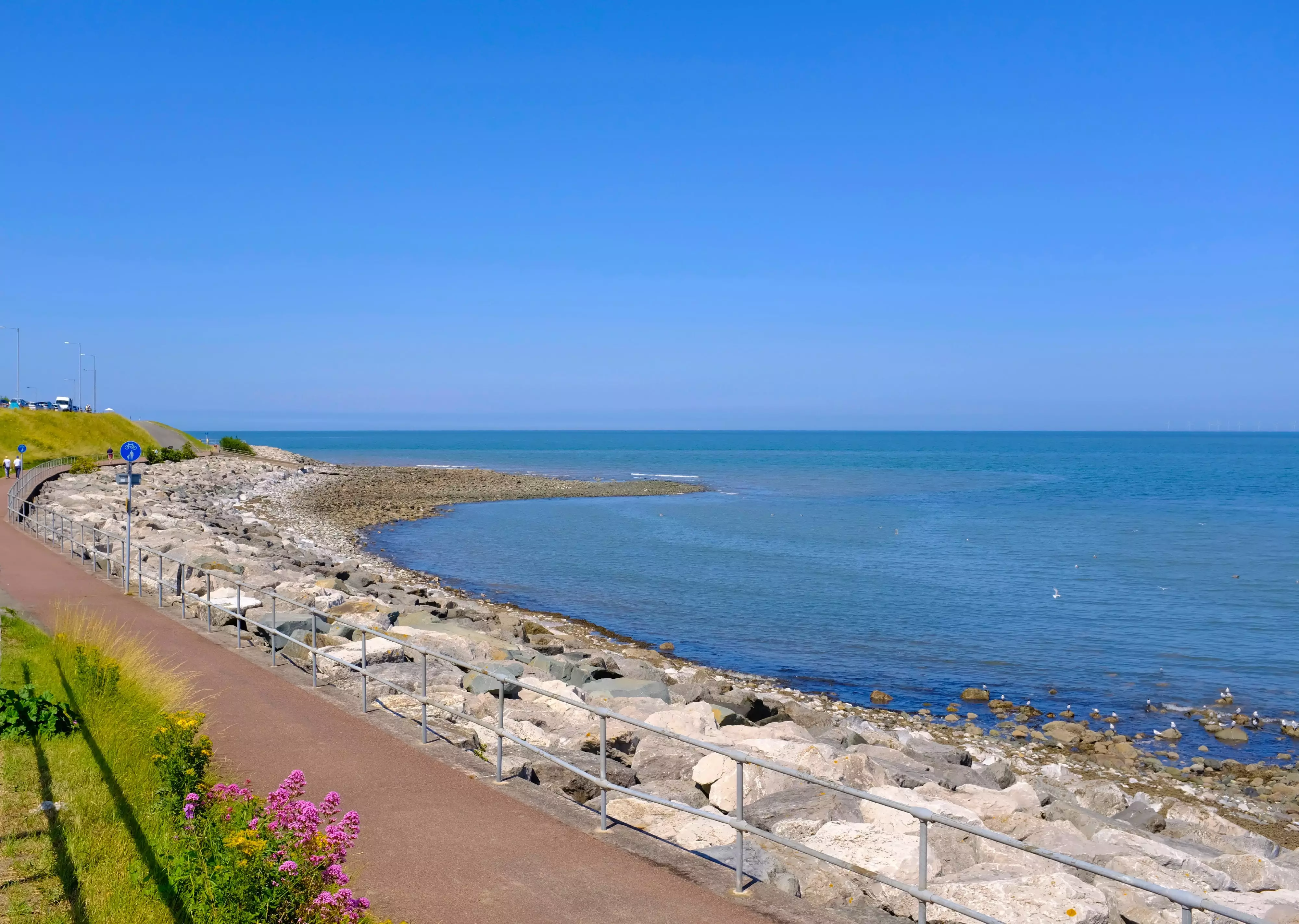 Footpath along the shore of Rhos-on-Sea, between Colwyn Bay and Llandudno, North Wales