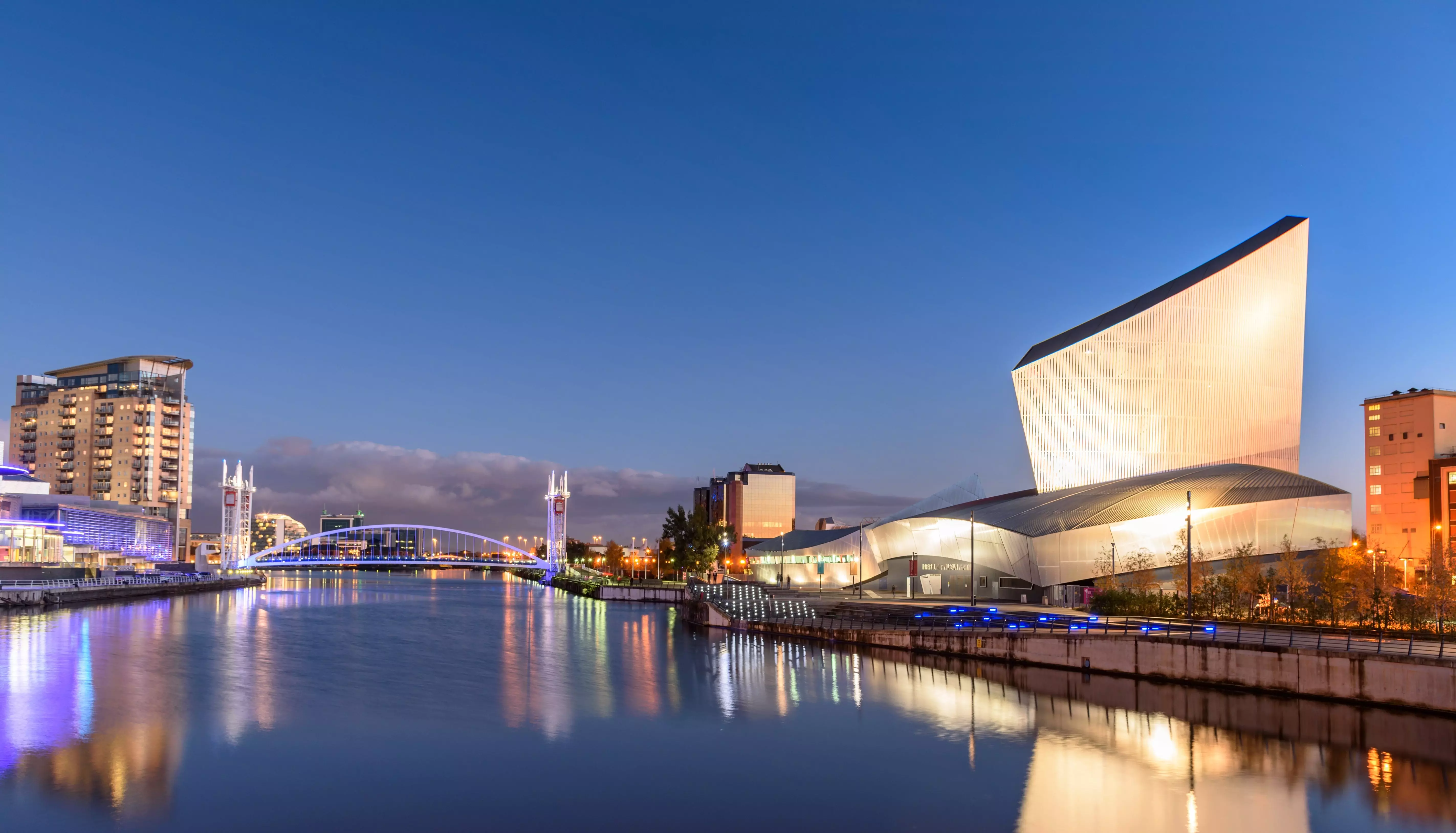 Imperial War Museum on the banks of Manchester Canal in Salford Quays, Manchester.