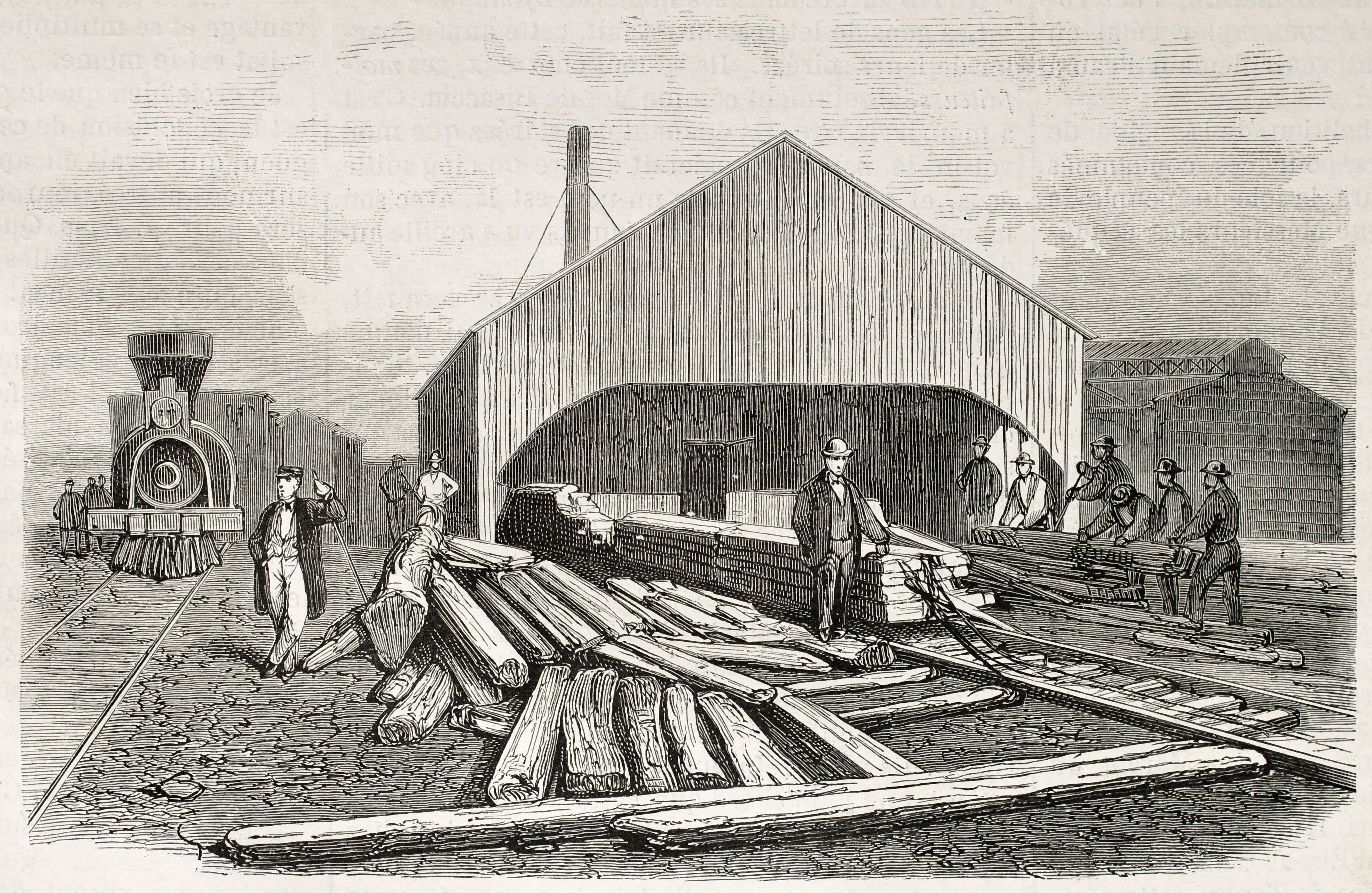 Rail Industrial Relations: An old illustration of workers preparing sleepers for a railroad