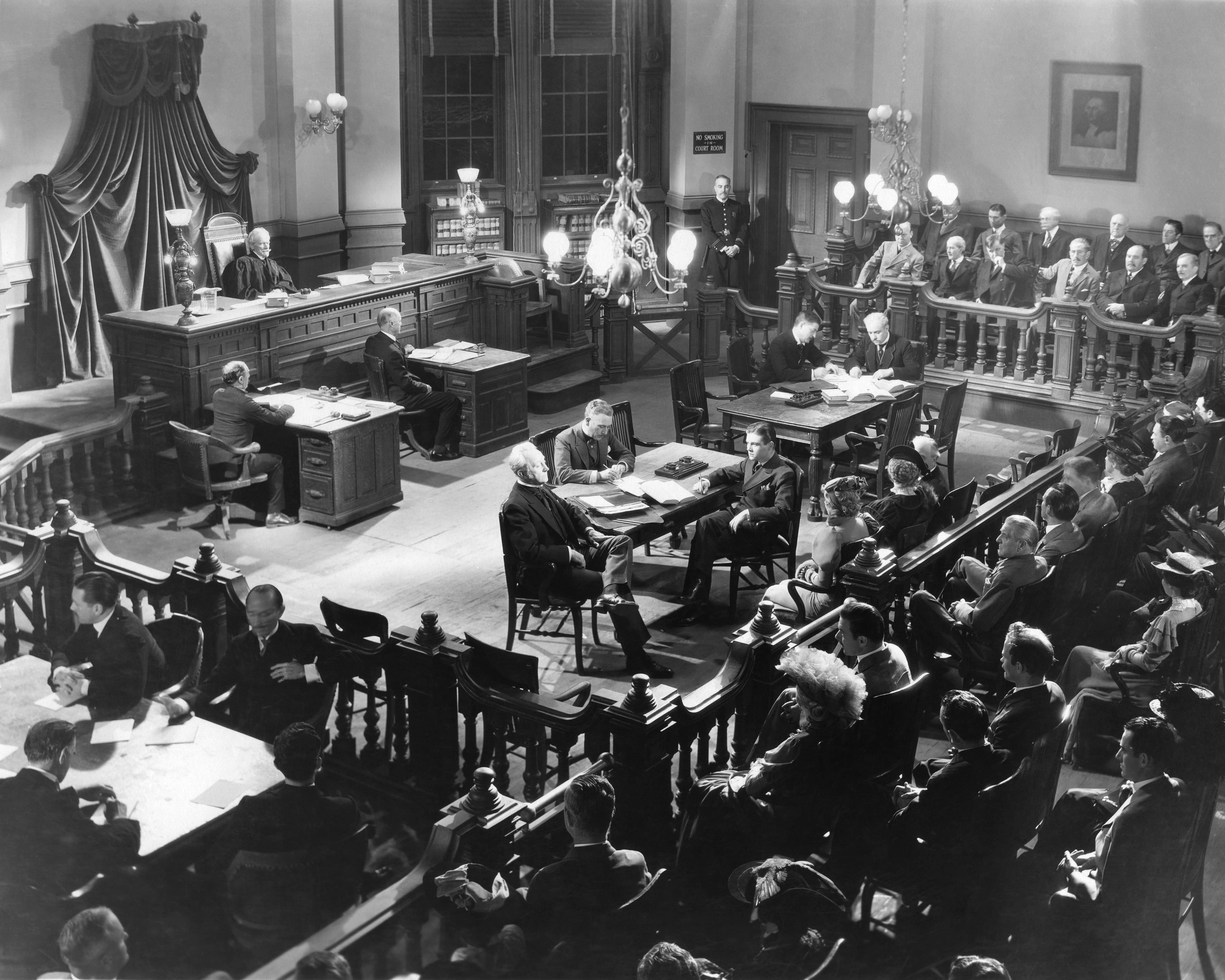 Rail Industrial Relations: A black and white image of a courthouse proceeding