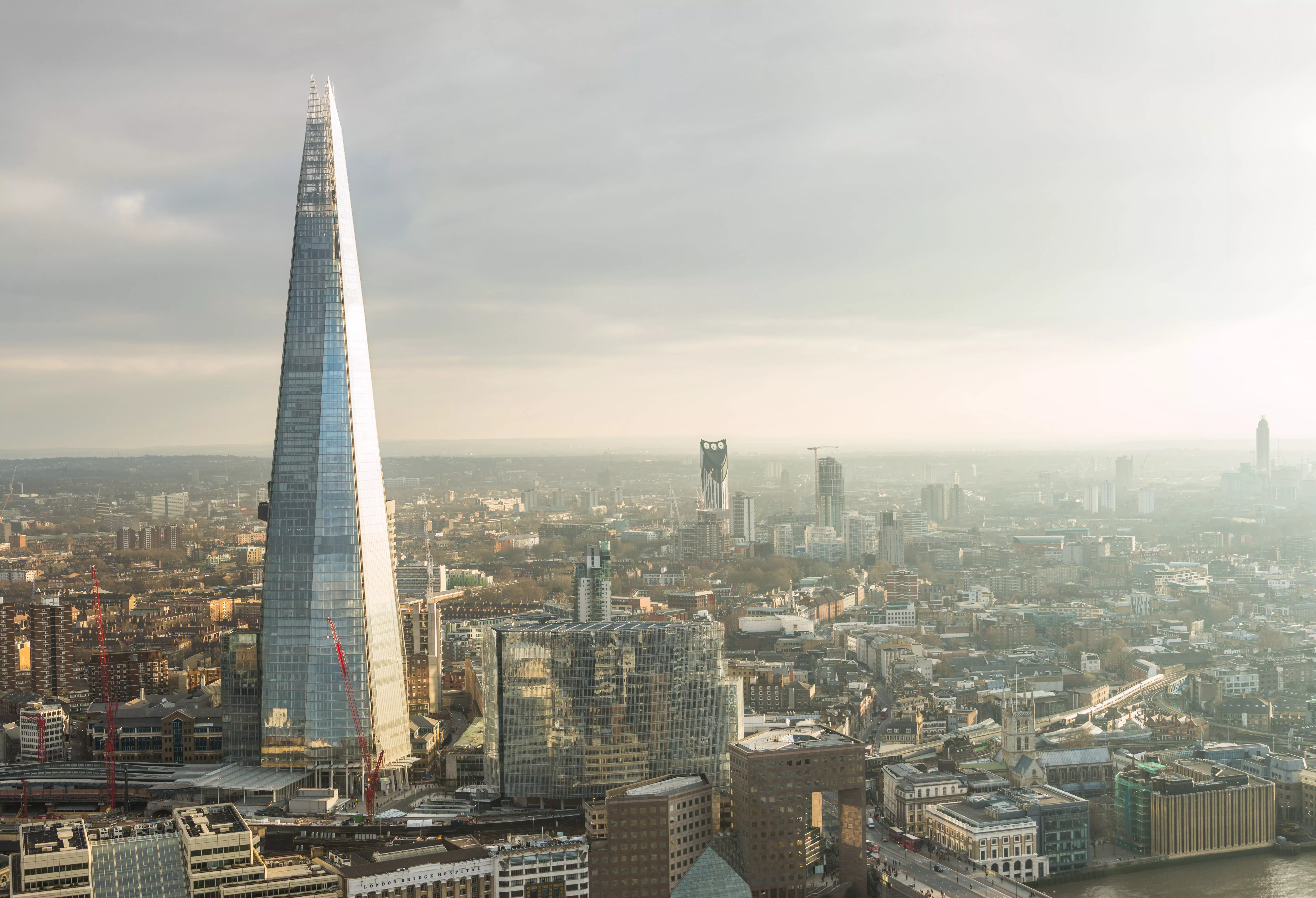 An aerial view of The Shard in London.